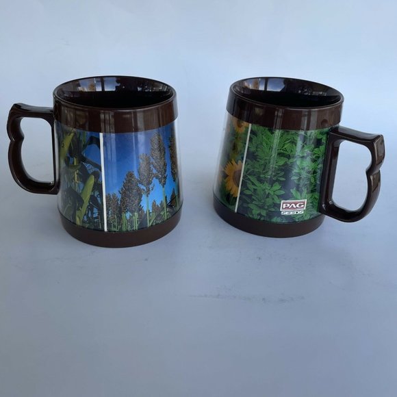 Vintage PAG SEED Thermo Serv Coffee Mugs Seed Corn Retro - Picture 1 of 4